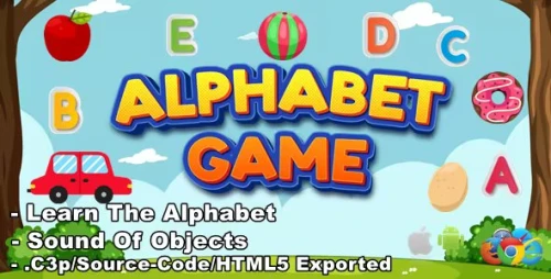 Alphabet Game for Kids - Educational Game - HTML5/Mobile (C3p)