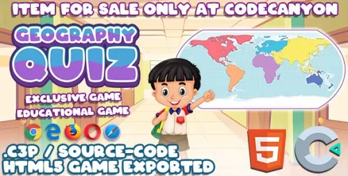 Geography QUIZ - HTML5 Game - With Construct 3 File
