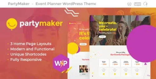 PartyMaker - Event Planner &amp; Wedding Agency WordPress Theme