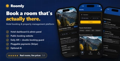 Roomly | Hotel Booking Marketplace — Flutter App and Web Admin Panel