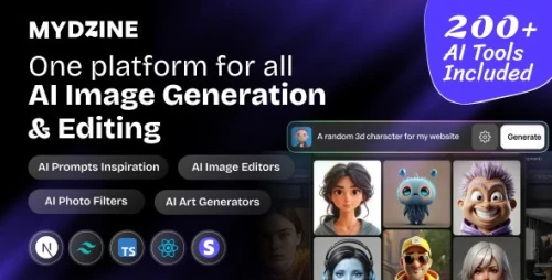MyDzine - 200+ Tools Complete SaaS for AI Image Generation & Editing