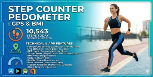 Step Counter – Pedometer, GPS Route, BMI & Charts (Android)