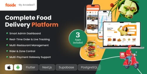 Foodx - Food Delivery Customer Website & Restaurant panel & admin panel