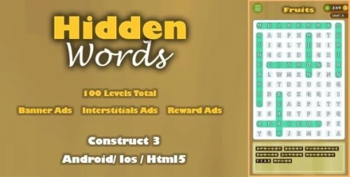Hidden Words - HTML5 Game (Construct 3)