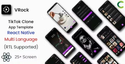 TikTok Clone App Template in React Native | Video Creating & Sharing App | Short Video App | VRock