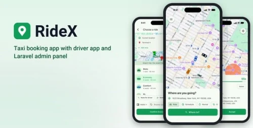 RideX | Flutter Taxi Booking App With Laravel Admin Panel