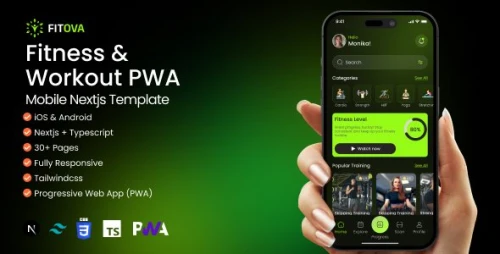 Fitova - Fitness & Workout Tracker — PWA Mobile Nextjs Template