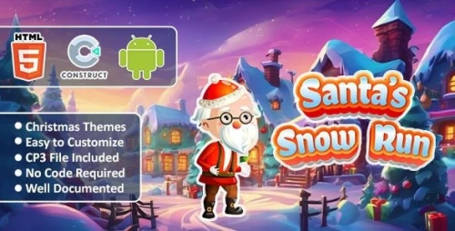 Santas Snow Run Game, Christmas Game (HTML5, Construct)
