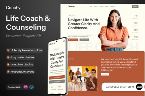 Coachy - Life Coach & Counseling Elementor Template Kit