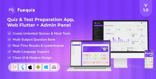 Fuequiz – Online Quiz, Mock Test & CBT Exam System with Question Bank (App + Web + Admin Panel)