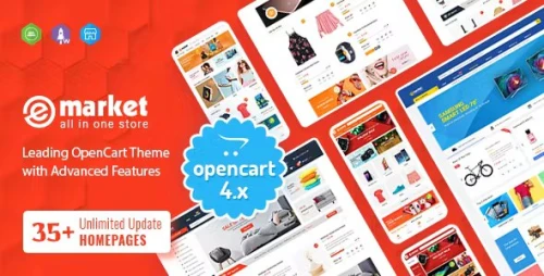 eMarket - Multipurpose MarketPlace OpenCart 4 Theme (38+ Homepages & Mobile Layouts Included)