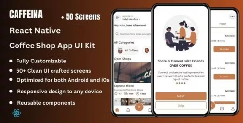 Caffeina - Coffee Shop React Native CLI App Template UI KIT
