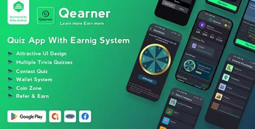 Qearner – Quiz App | Android Quiz game with Earning System + Admin panel