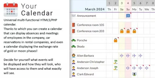Your Calendar - Universal multi-functional calendar. Team, rental, multipurpose calendar