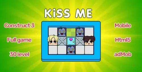 KiSS ME - puzzle. Construct 3. html5, mobile (admob)