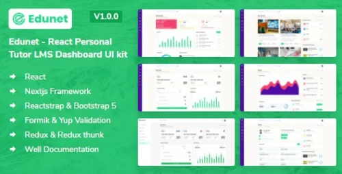 Edunet - React Personal Tutor LMS Dashboard UI kit