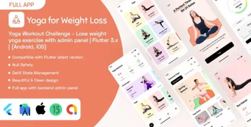 Yoga Workout Challenge - Lose weight yoga exercise with admin panel - Flutter 3.x - (Android, iOS)