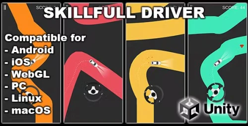 Skillful Driver (Unity Game With AdMob Ads) - 2D Road Racer - Endless car driving game