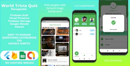 World Trivia Quiz - Flutter Full Application with Google Sheets Source