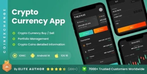2 App Template | Crypto Exchange App | Cryptocurrency Wallet App | NFT Tracker App | CoinExchange