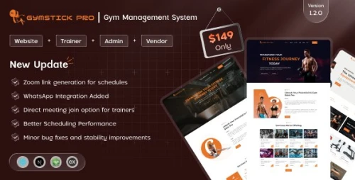 Gymstick Pro - Gym Management System | Website | Trainer | Vendor | Admin Panel | SaaS (MERN)