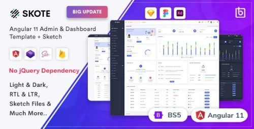 Skote - Angular 18 Admin & Dashboard Template + Sketch