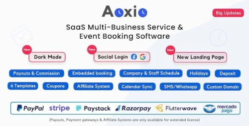 Aoxio - SaaS Multi-Business Service Booking Software