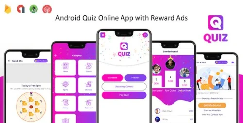Quiz Online App with Earning System & Reward Ads + Admin Panel