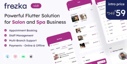 Frezka - Spa & Salon Management and Booking Flutter App
