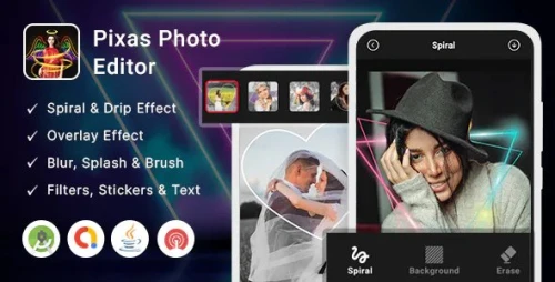 Pixas Photo Editor - Drip Art & Neon Effect - Photo Editor App - OneSignal Push Notification