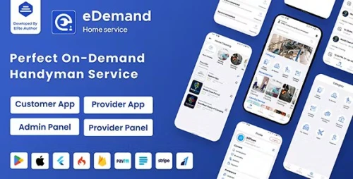 eDemand - Multi Vendor On Demand Handy Services, Handyman with Flutter App & Admin panel