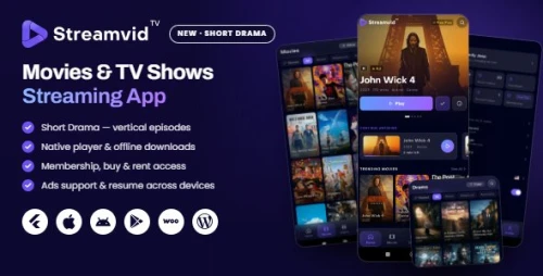 StreamVid - OTT Movies and TV Shows Streaming Flutter App