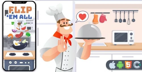 Flip Em All - Cooking HTML5 Game, Construct 3