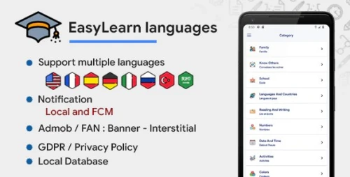 EasyLearn languages - AdMob - FAN - FCM Push Notification