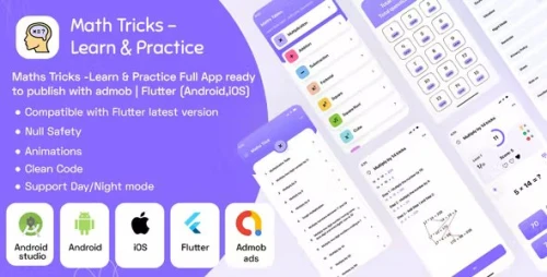 Maths Tricks - Learn & Practice Full App ready to publish with admob ads - Flutter (Android,iOS)