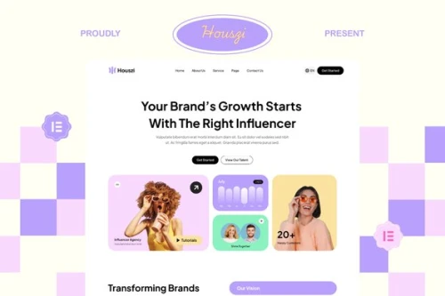 Houszi – Influencer Agency Website Elementor Template Kit
