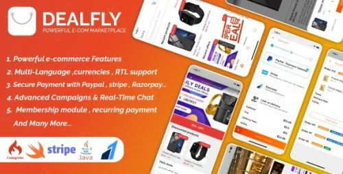 Dealfly - E-commerce & multi-vendors marketplace,Offers, Subscription system - iOS & Android