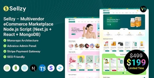 Sellzy – Multivendor eCommerce Marketplace Node.js Script (Next.js + React + MongoDB)