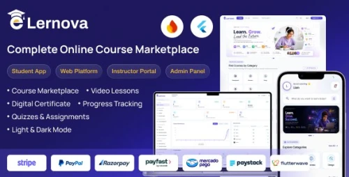eLernova - Online Course Marketplace and LMS Flutter App with Admin Panel
