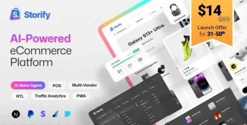 Storify - Multivendor eCommerce with POS, Digital products Marketplace, Omnichannel, AI Agent