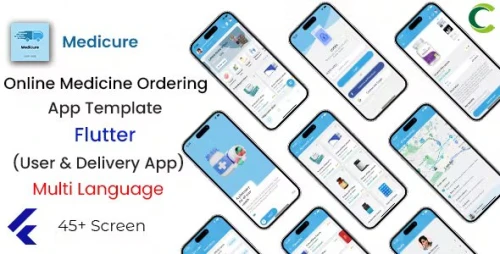 Online Medicine Ordering App Template in Flutter | 2 Apps | User App + Delivery App | Medicure