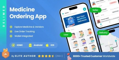 6 App Template | Online Pharmacy Delivery App | Medicine Booking App | Prescription Order | DeliMed