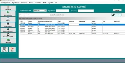 Employee Attendance from Zkteco Device Management Software