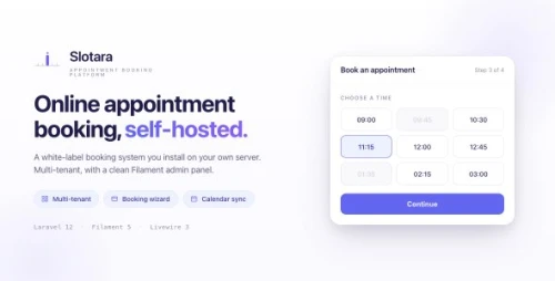 Slotara — Appointment Booking & Scheduling SaaS Platform | Multi-Tenant | Laravel 12 | Filament 5