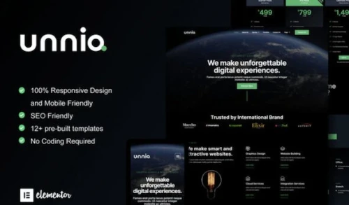 Unniq - Dark Digital Creative Agency Elementor Template Kit