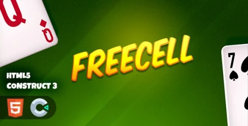 FreeCell Card Game | Construct 3 HTML5 Game Template