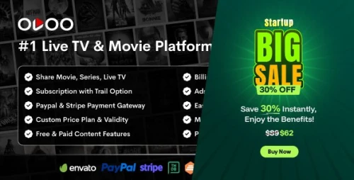 OVOO - Live TV & Movie Portal CMS with Membership System