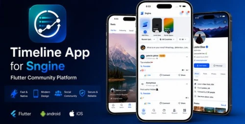 Mobile Flutter Social Timeline Applications - For Sngine Social PHP Script