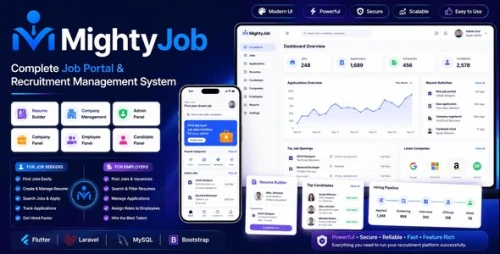 MightyJob – Job Portal, Job Board & Recruitment Platform with Flutter Mobile App, Resume Builder
