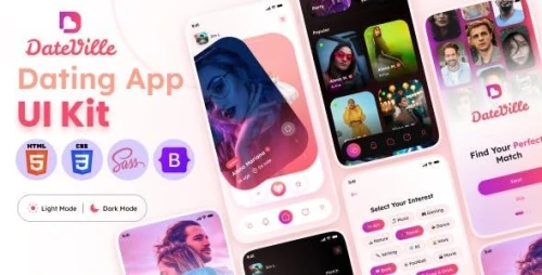 Dateville - Online Dating mobile App Template ( Bootstrap 5 + PWA )